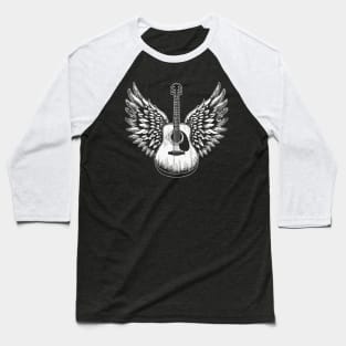Acoustic Guitar with Wings - Vintage Six-String Baseball T-Shirt